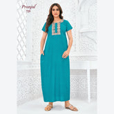 Pranjul Brand Pure Cotton Long Nighties P725